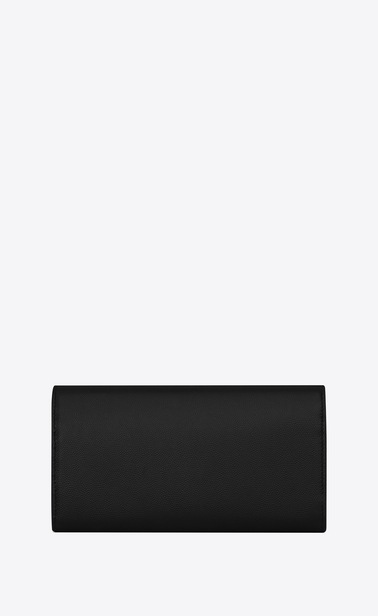 Large flap wallet in grain de poudre embossed leather